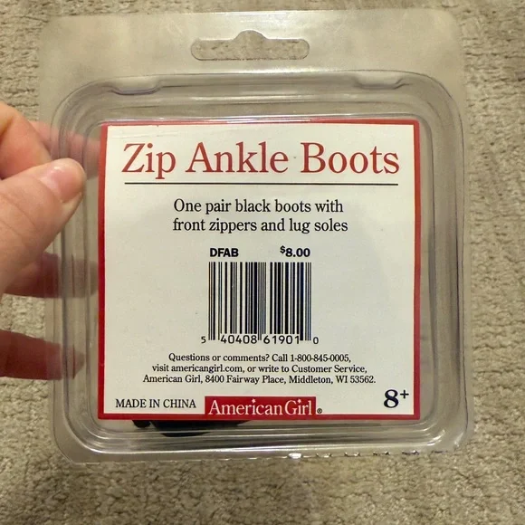 American Girl Doll Black Zip Ankle Boots ONLY- Released 2002/Retired 2004 - Picture 6 of 6